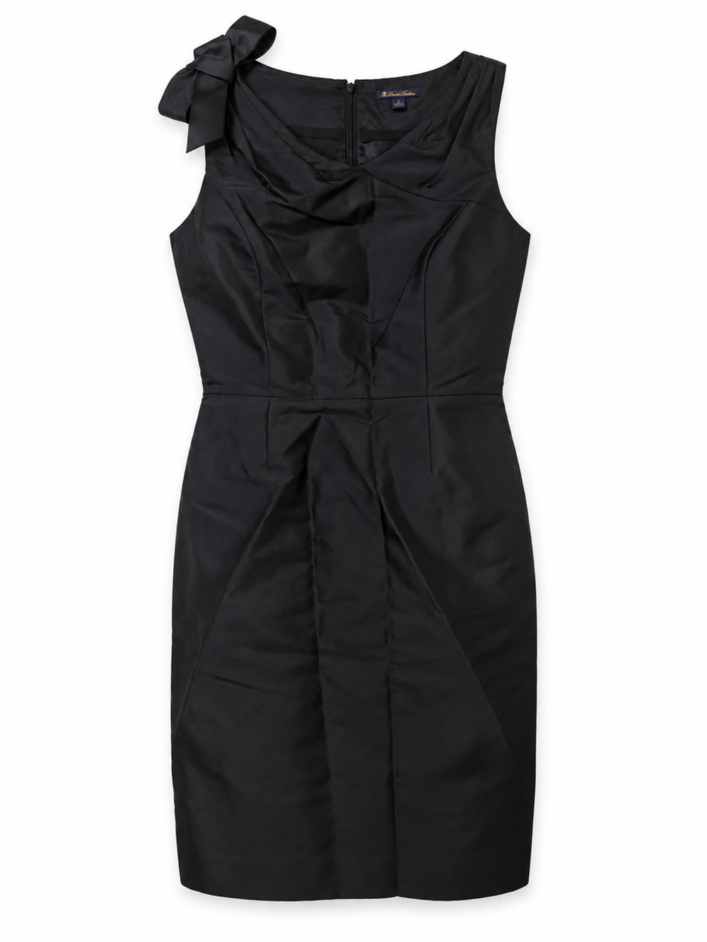 Brooks Brothers Black Satin Bow Sheath Dress Size 4 EUC